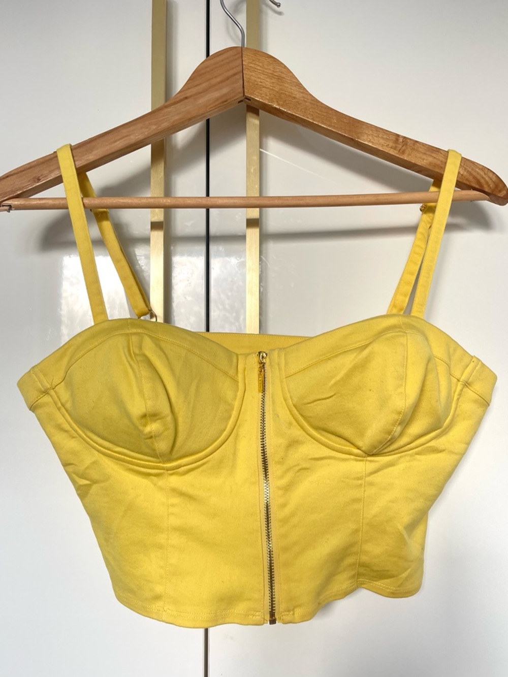 Guess Yellow Bustier Crop Top Medium